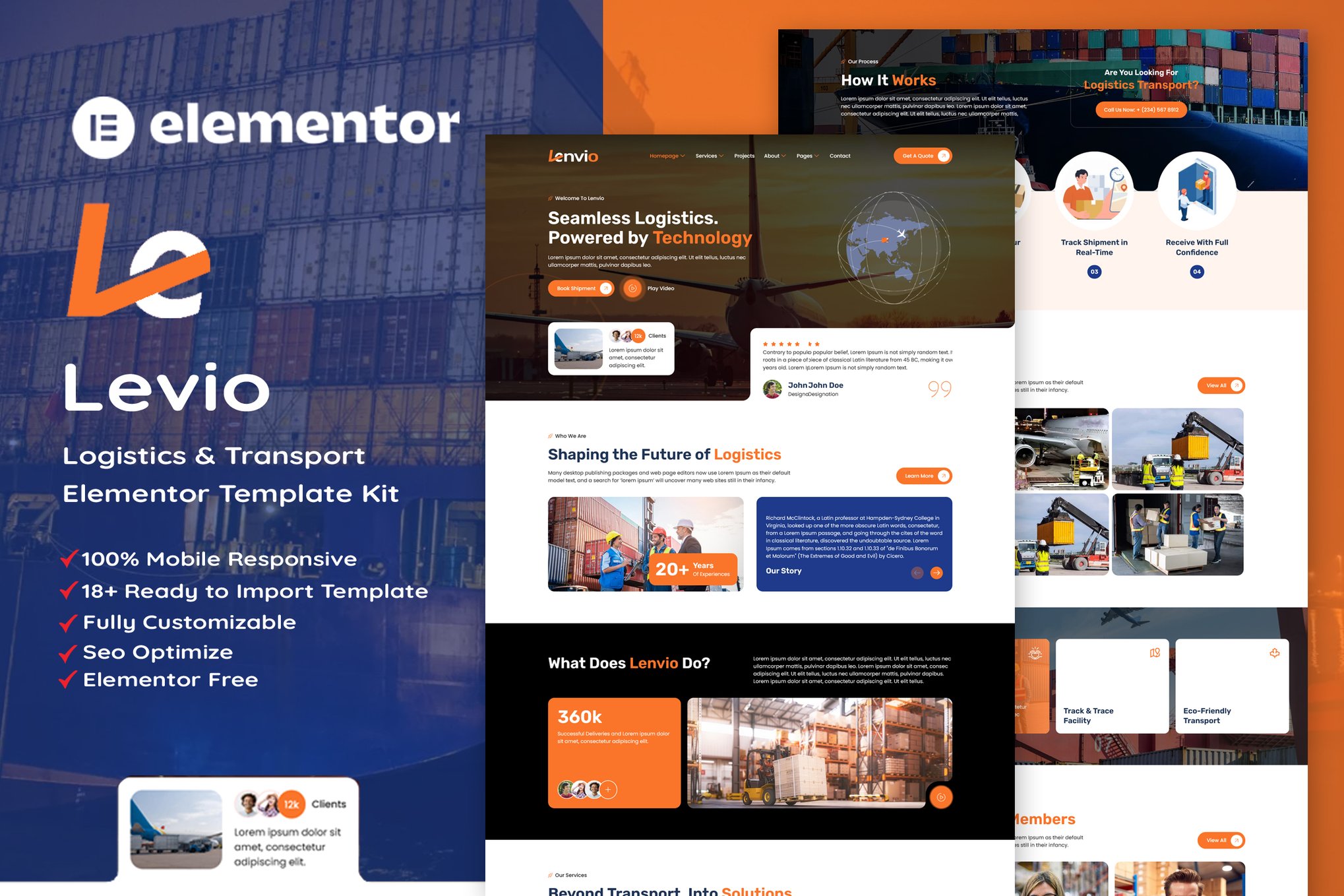 Lenvio - Logistics & Transport Service Elementor Template — Elementor template kit cover