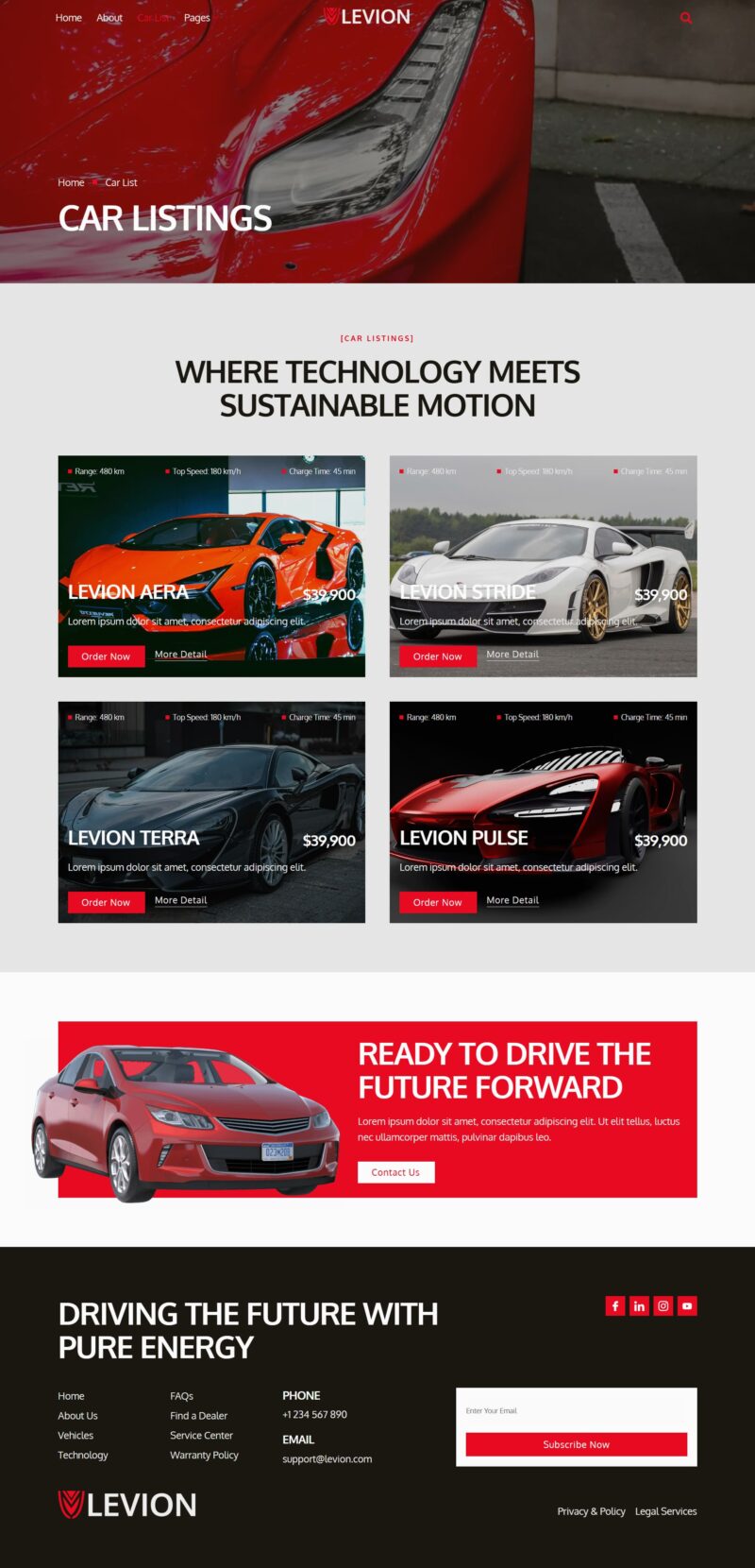 Car list — Levion - Electric Vehicle Elementor Template