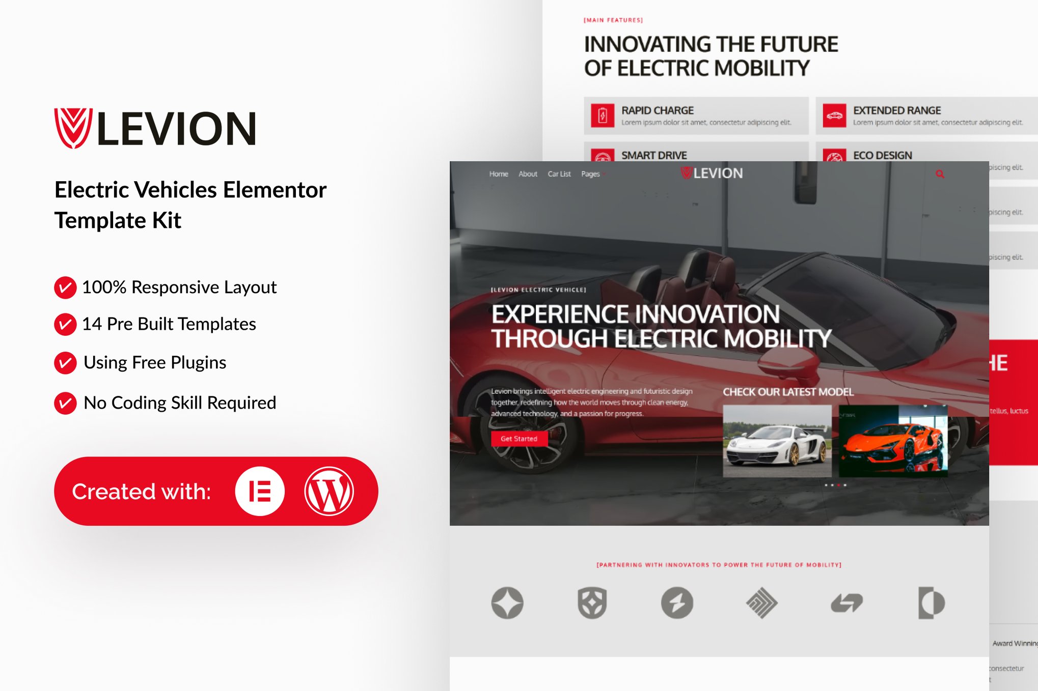 Levion - Electric Vehicle Elementor Template — Elementor template kit cover
