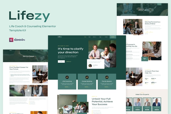 Lifezy - Life Coach & Counseling Elementor Template — Elementor template kit cover