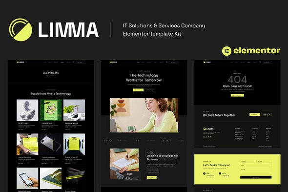 Limma - IT Solutions & Services Company Elementor Template — Elementor template kit cover