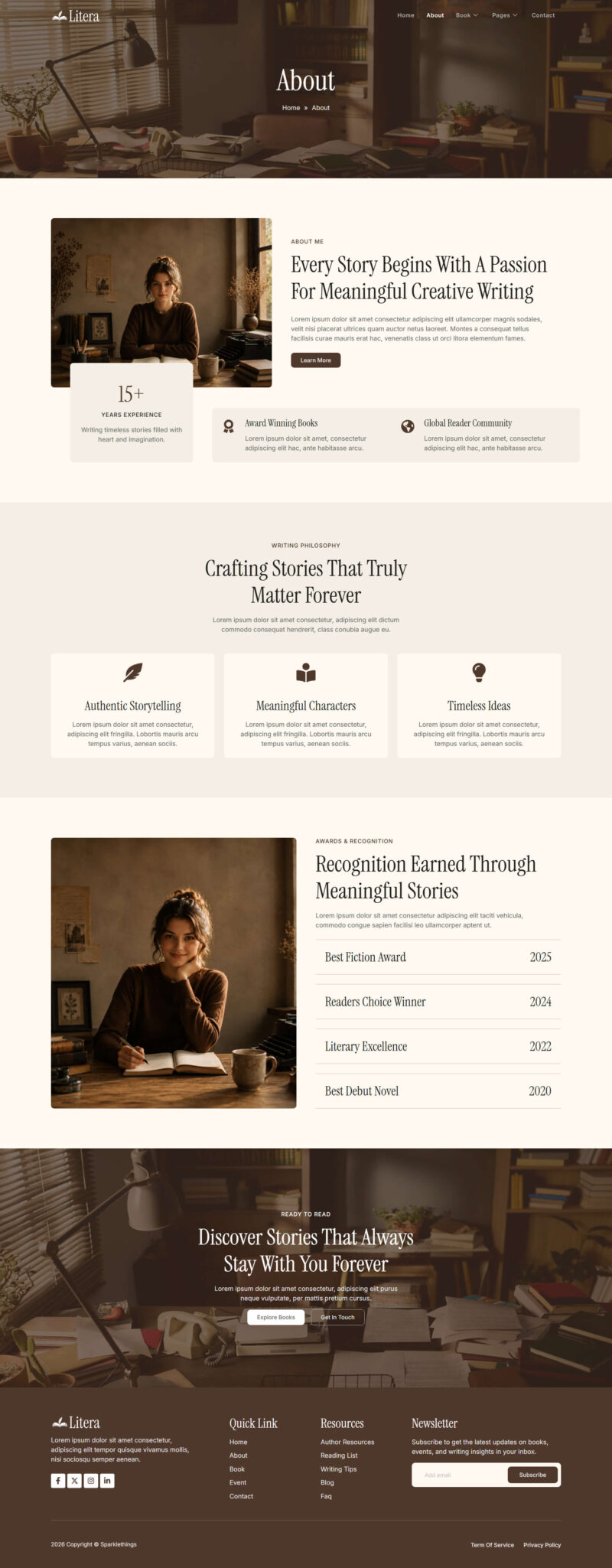 About — Litera - Book Author & Writer Elementor Template