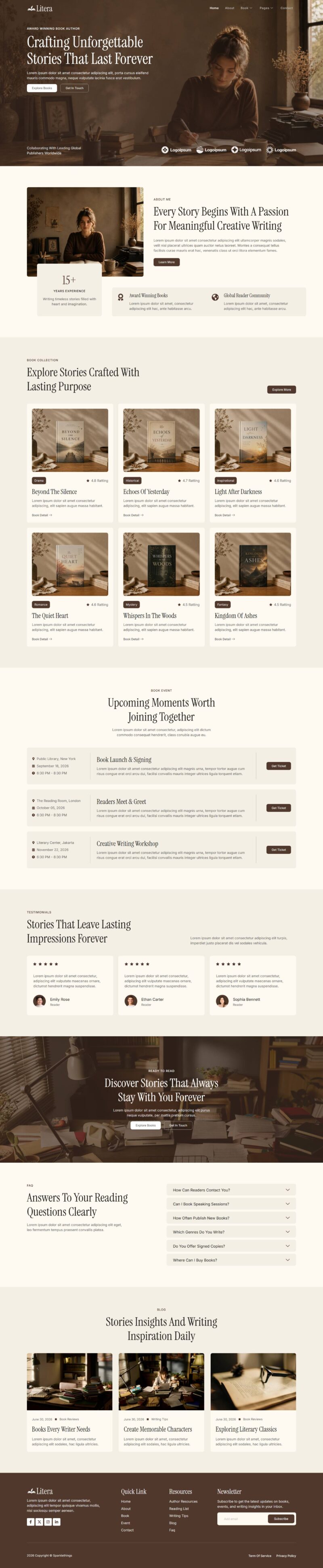 Home — Litera - Book Author & Writer Elementor Template