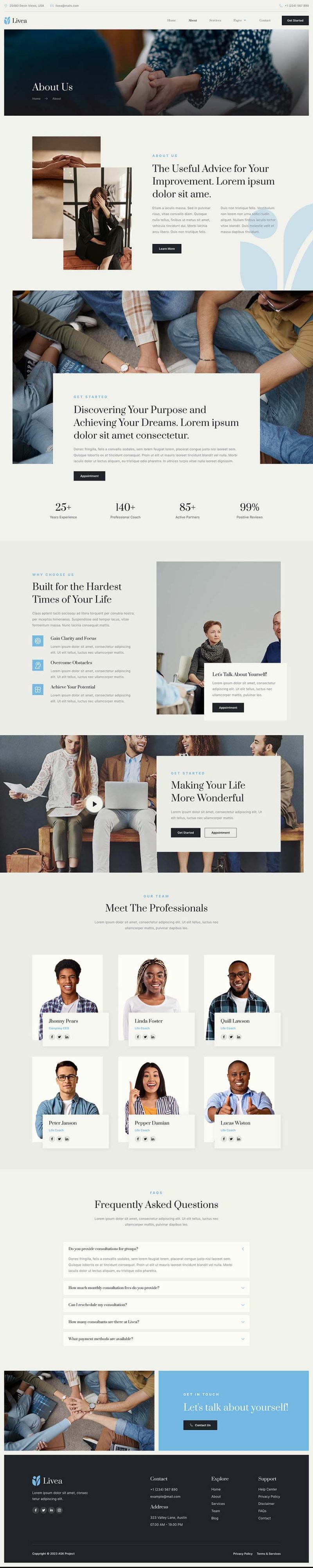 About — Livea - Life Coach & Speaker Elementor Template