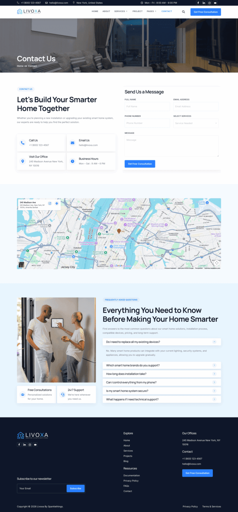Contact — LivoXa - Smart Home Services Elementor Template