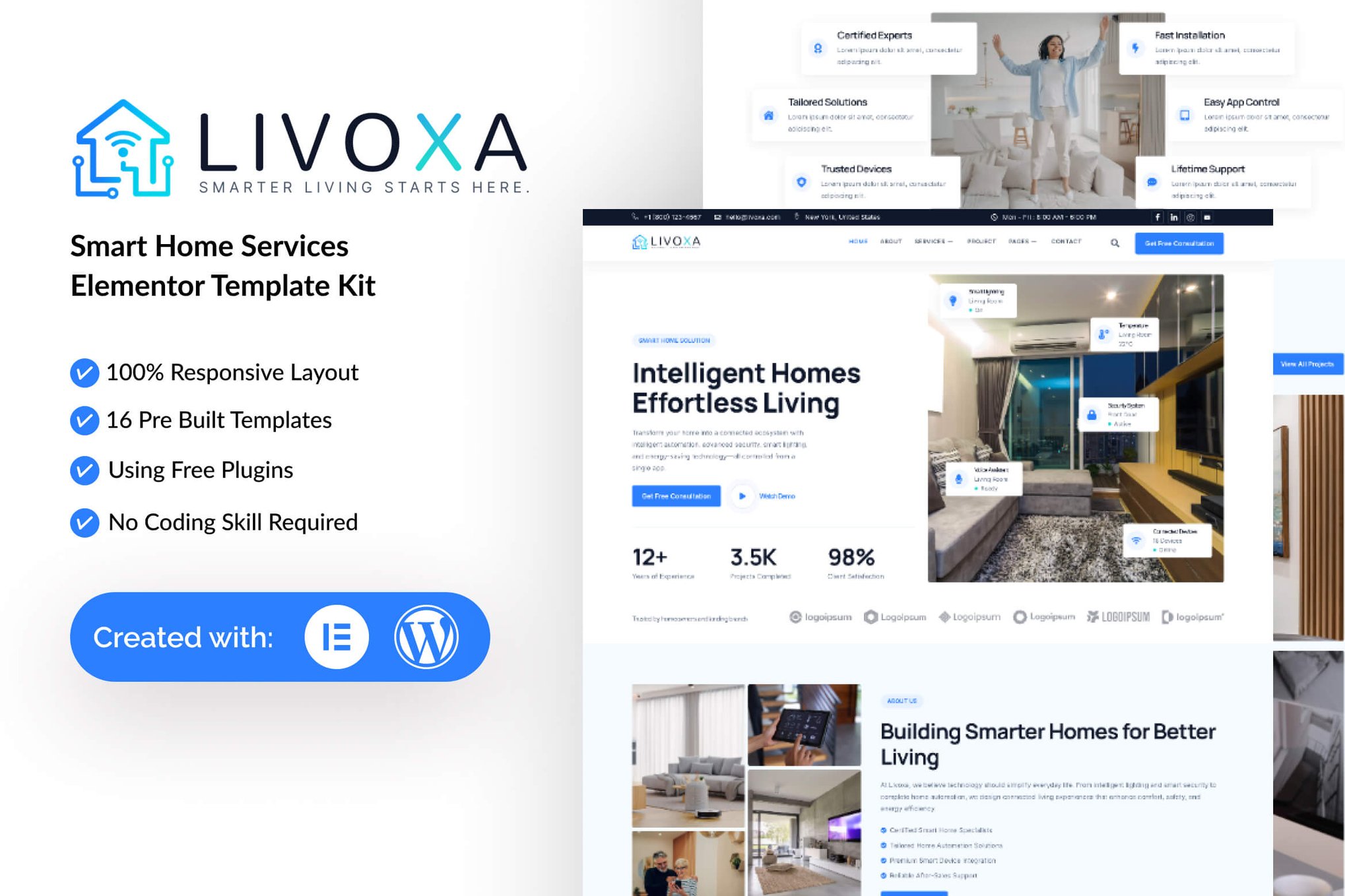 LivoXa - Smart Home Services Elementor Template — Elementor template kit cover