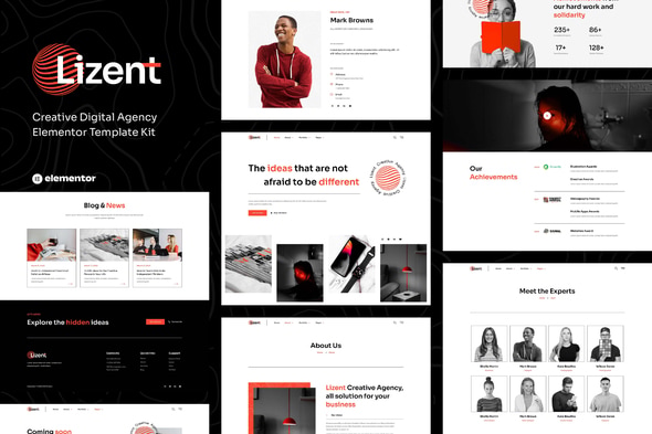 Lizent - Creative Digital Agency Elementor Template — Elementor template kit cover