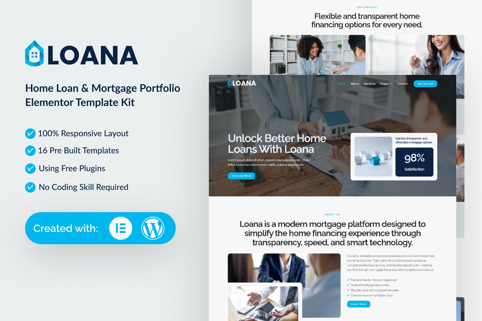 Loana - Home Loan & Mortgage Elementor Template — Elementor template kit cover