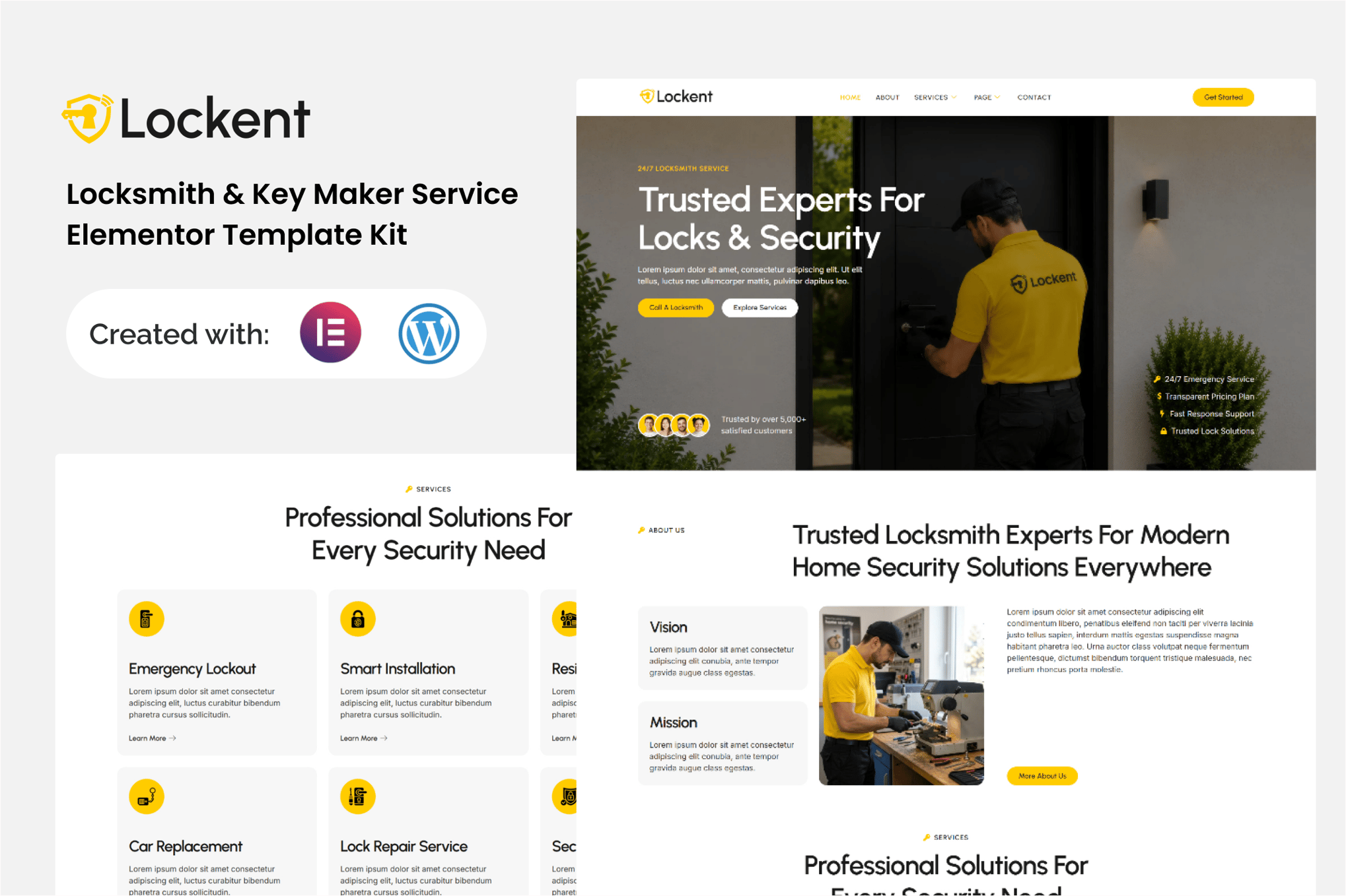 Lockent - Locksmith & Key Maker Service Elementor Template — Elementor template kit cover