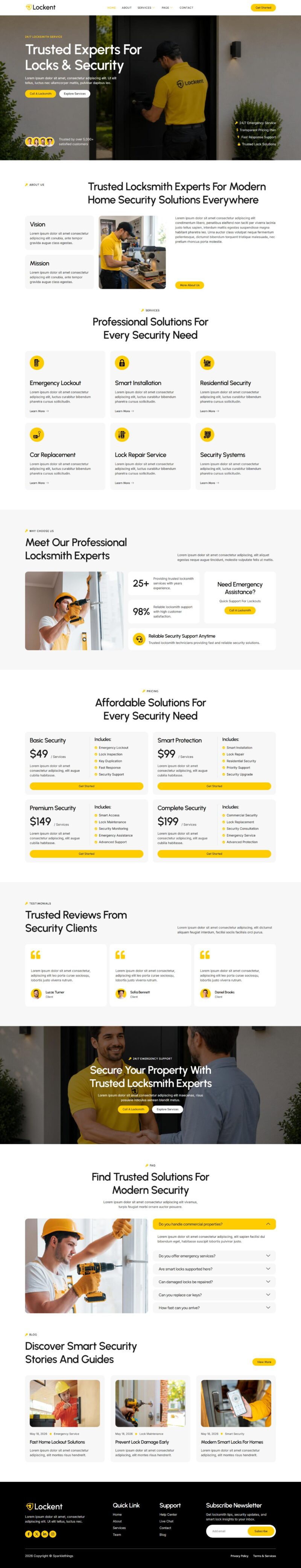 Home — Lockent - Locksmith & Key Maker Service Elementor Template