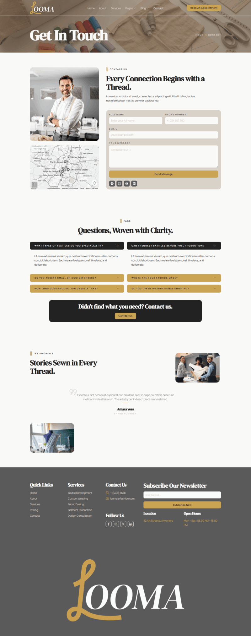 Contact — Looma - Textile Garment Industry Elementor Template