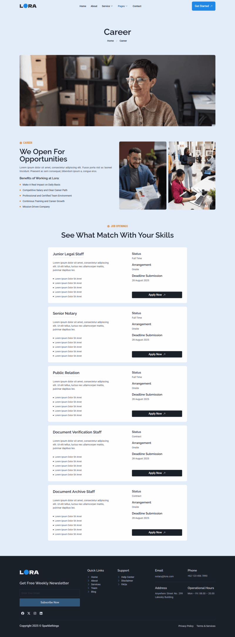Career — Lora - Notary Public & Legal Services Elementor Template