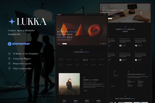 Lukka - Creative Agency Elementor Template — Elementor template kit cover