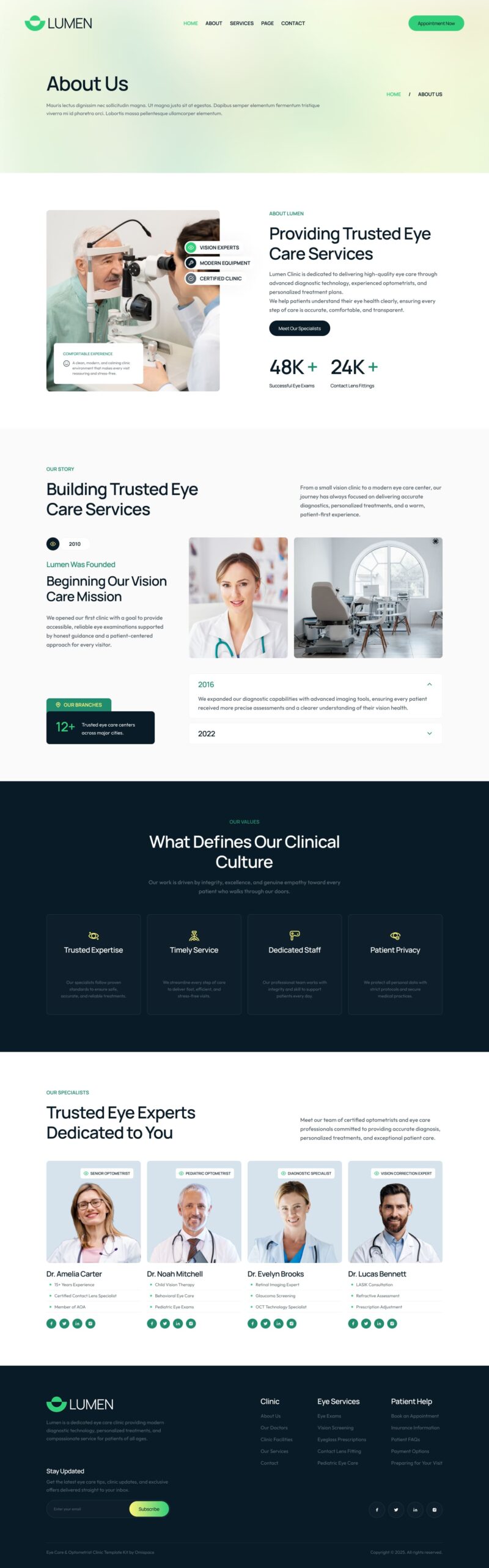 About Us — Lumen - Eye Care & Optometrist Clinic Elementor Template