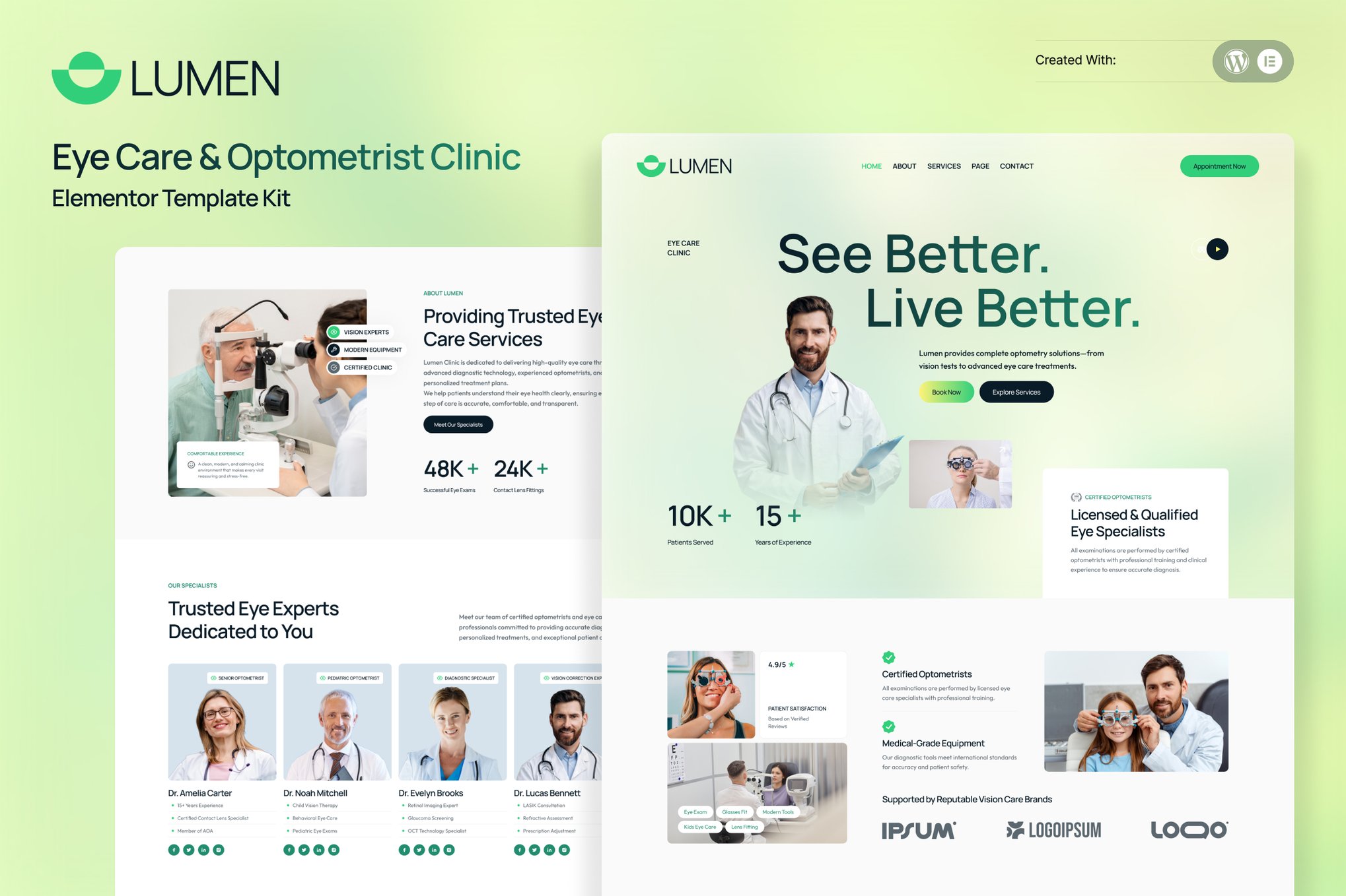 Lumen - Eye Care & Optometrist Clinic Elementor Template — Elementor template kit cover
