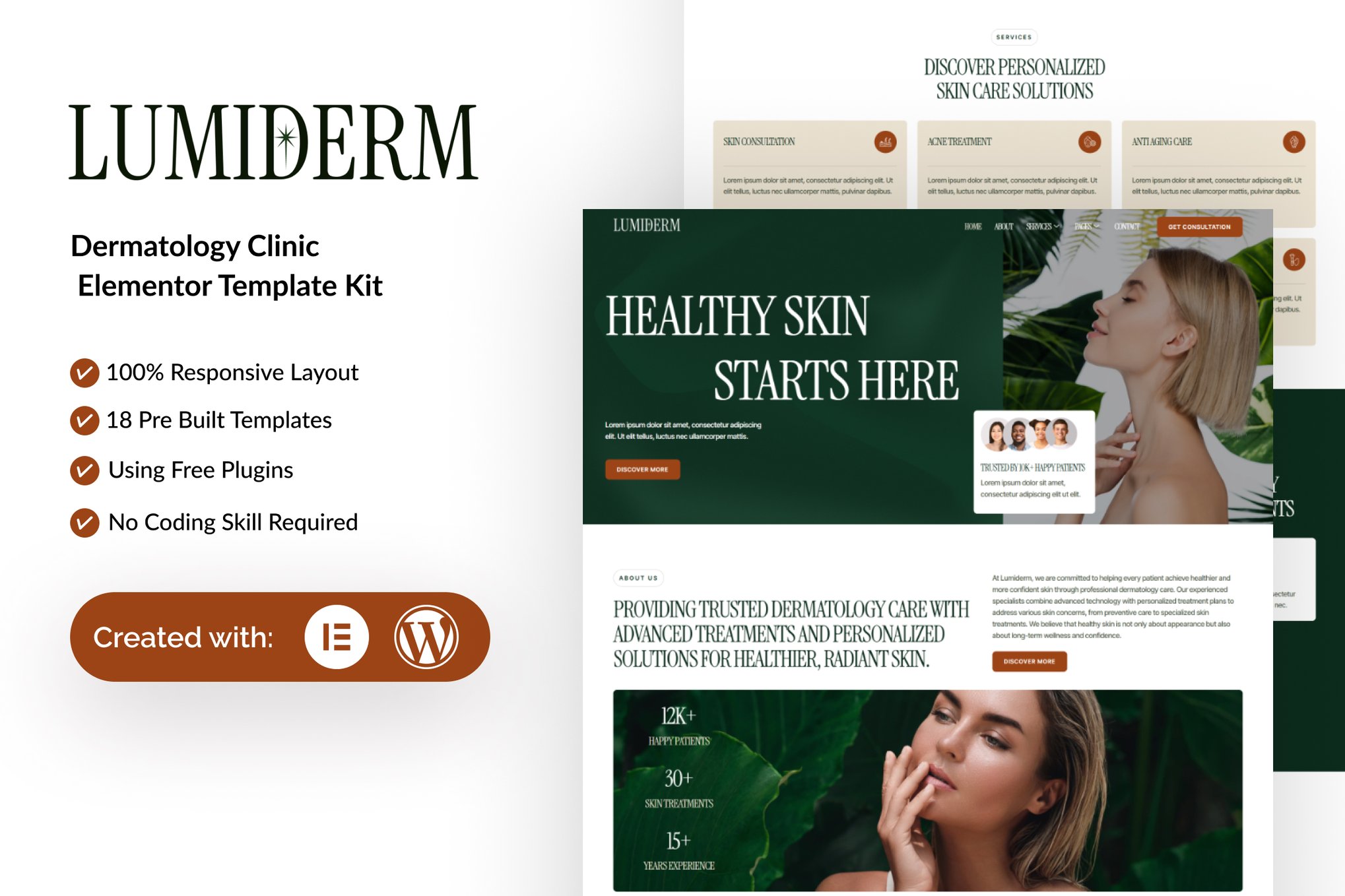 Lumiderm - Dermatology Clinic Elementor Template — Elementor template kit cover