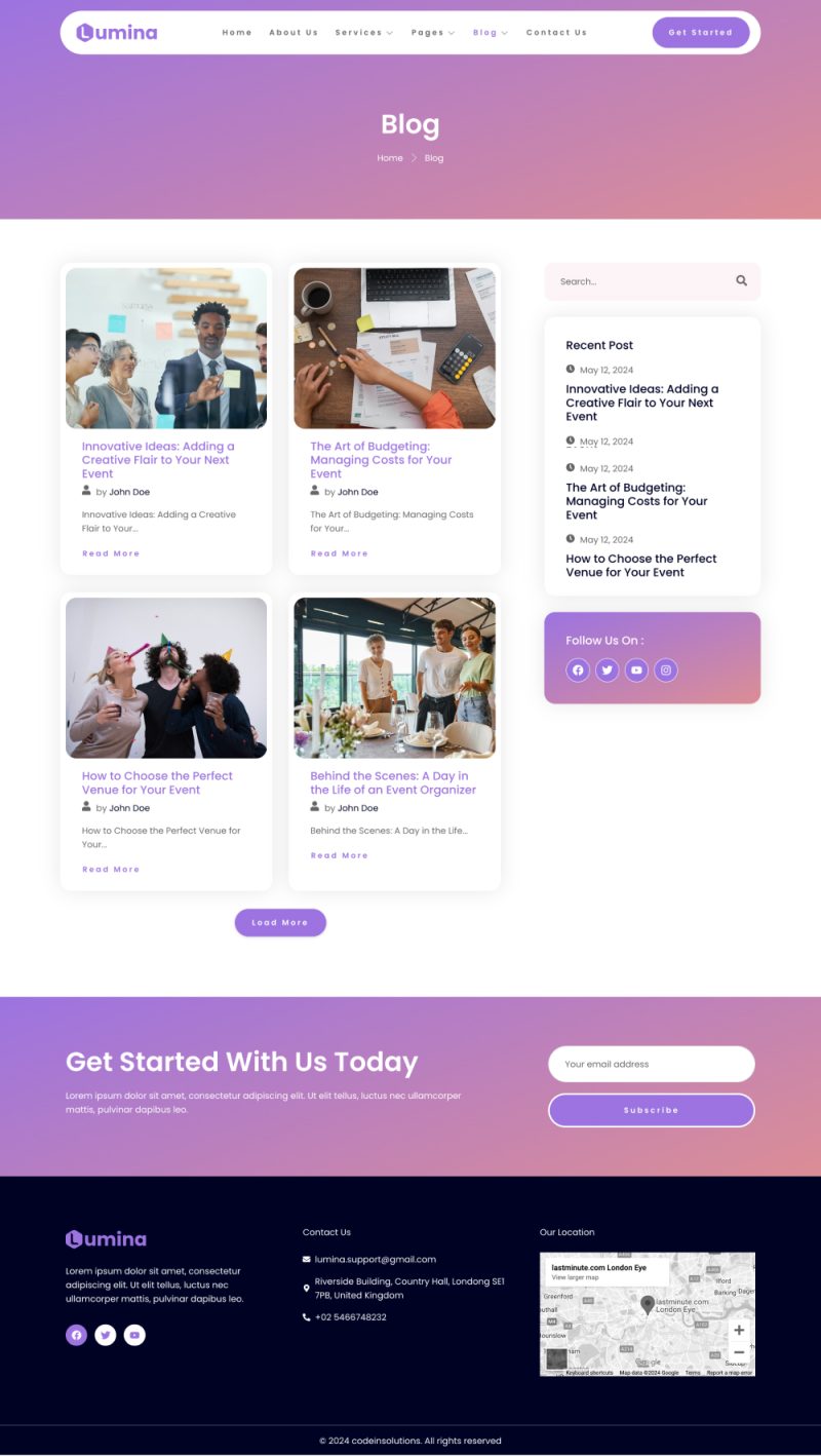 Blog — Lumina - Event Planner & Organizer Elementor Template