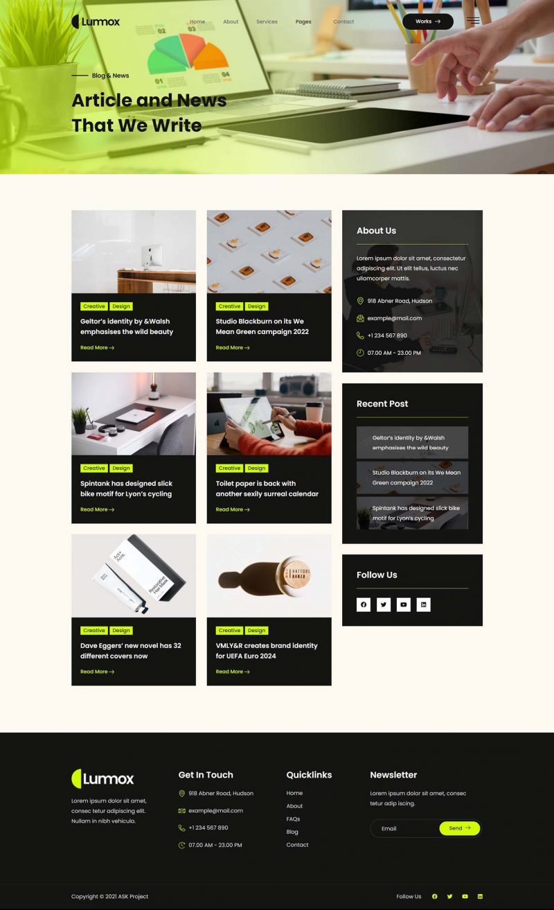 Blog — Lummox - Creative Agency Elementor Template