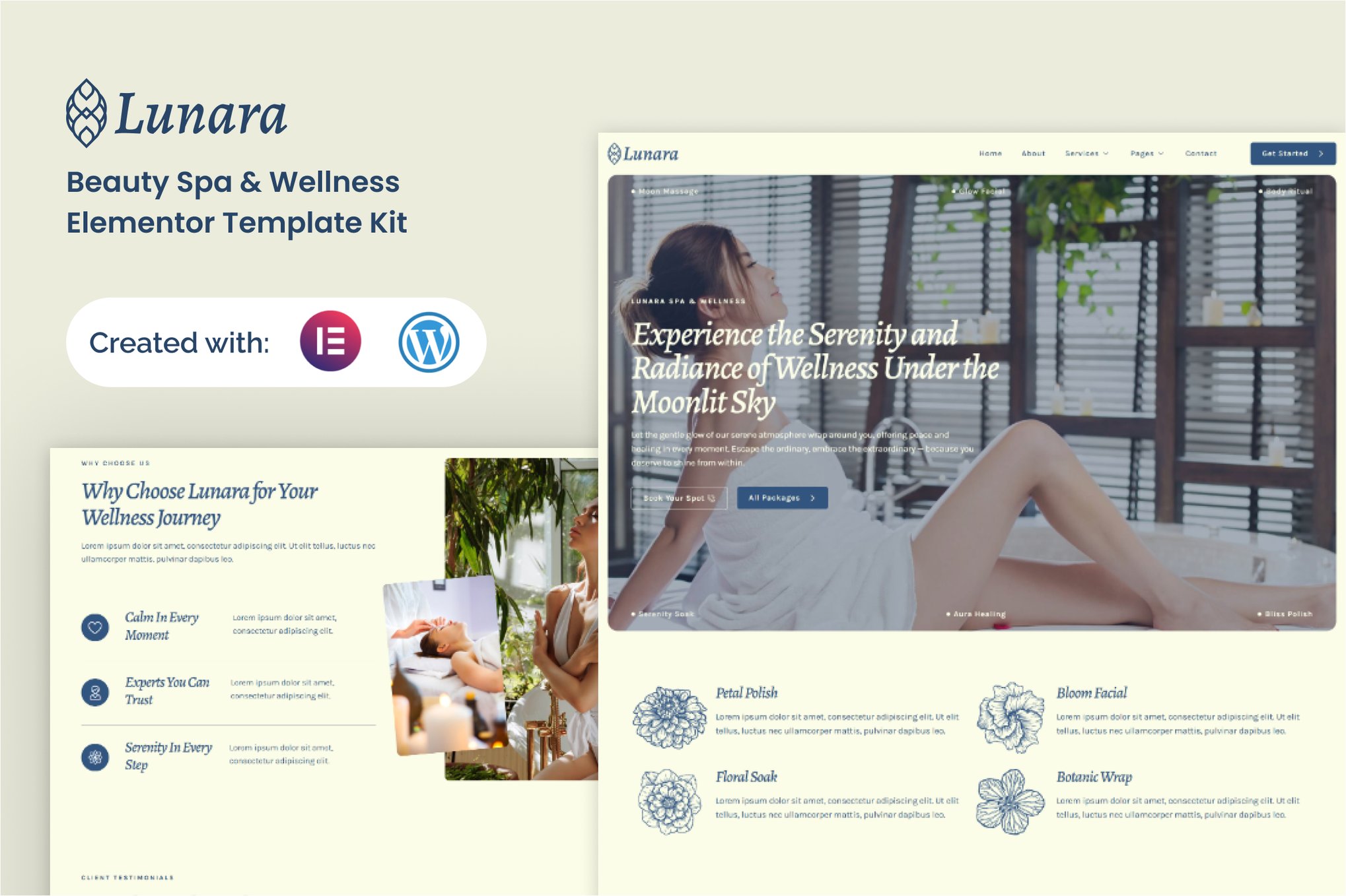 Lunara - Beauty Spa Wellnes Elementor Template — Elementor template kit cover