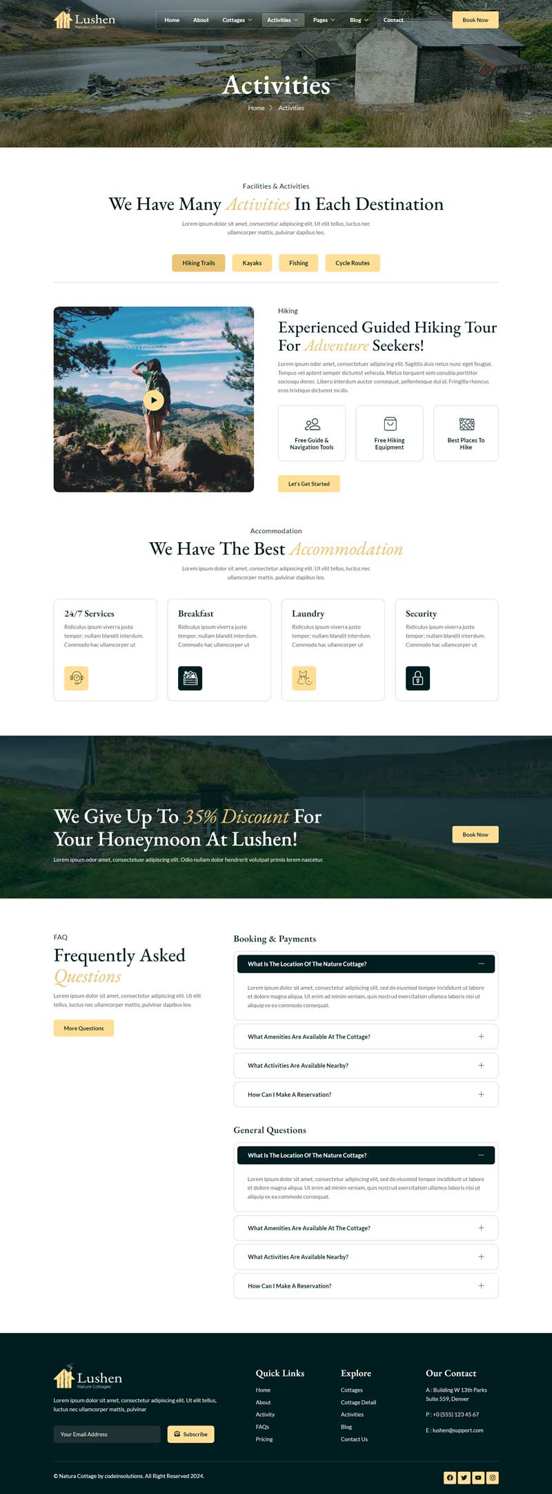 Activities — Lushen - Nature Cottage Elementor Template