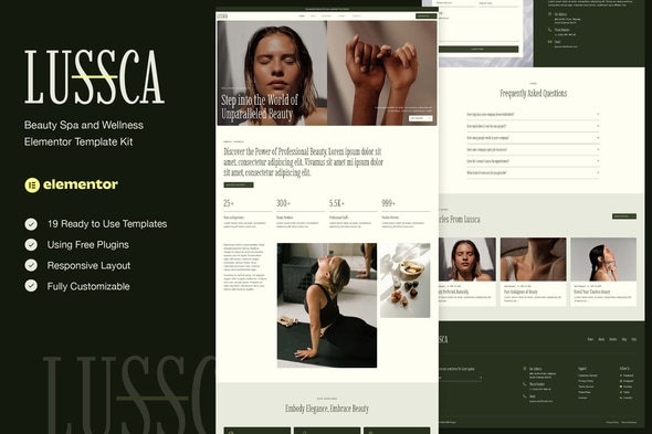 Lussca - Beauty Spa & Wellness Elementor Template — Elementor template kit cover