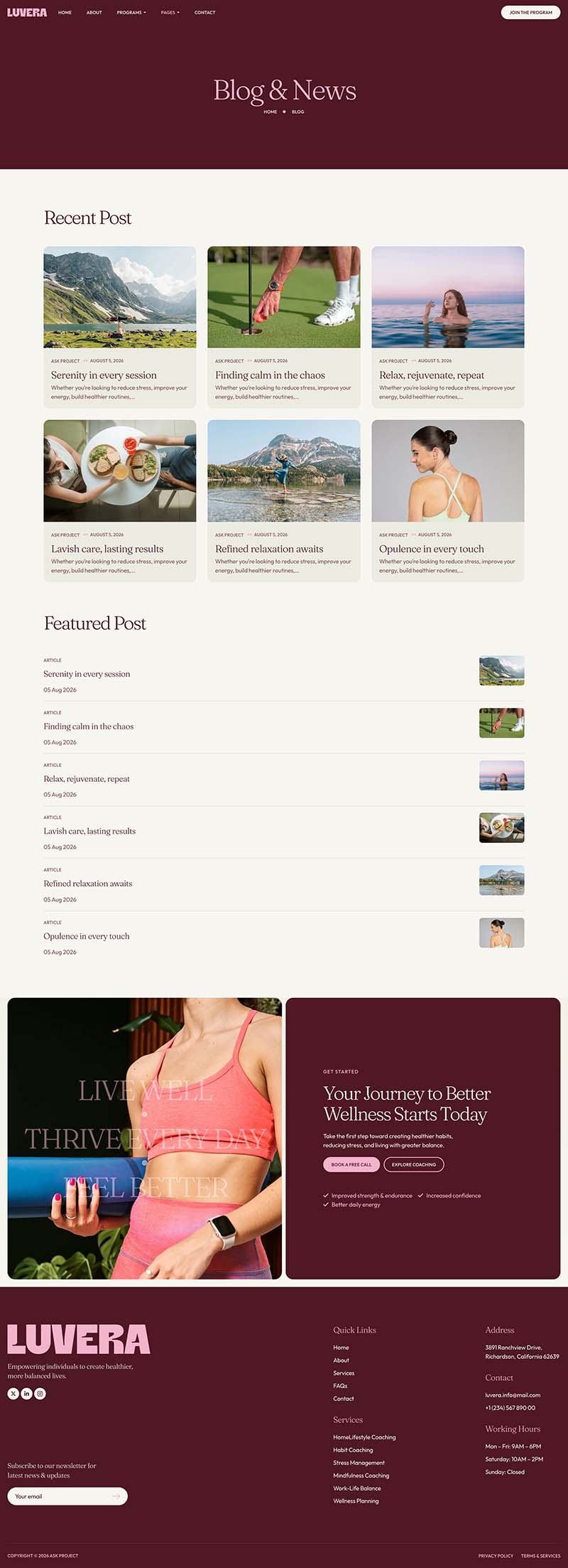 Blog — Luvera – Wellness & Lifestyle Coach Elementor Template