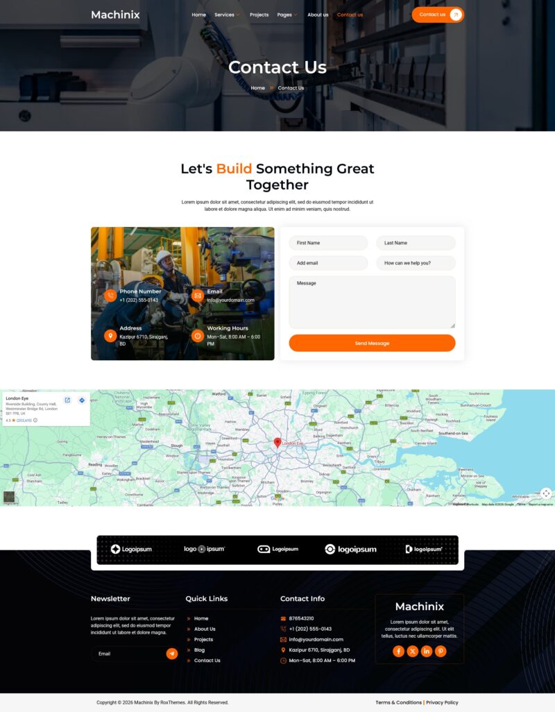 Contact Us — Machinix - Modern Factory & Industrial Elementor Template