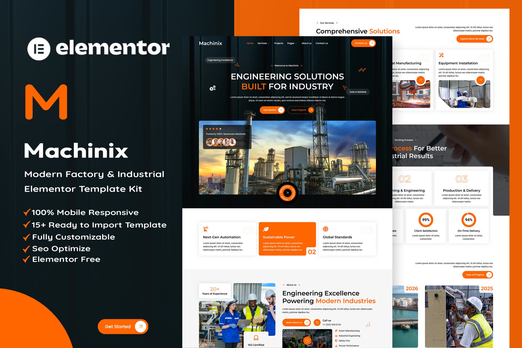Machinix - Modern Factory & Industrial Elementor Template — Elementor template kit cover