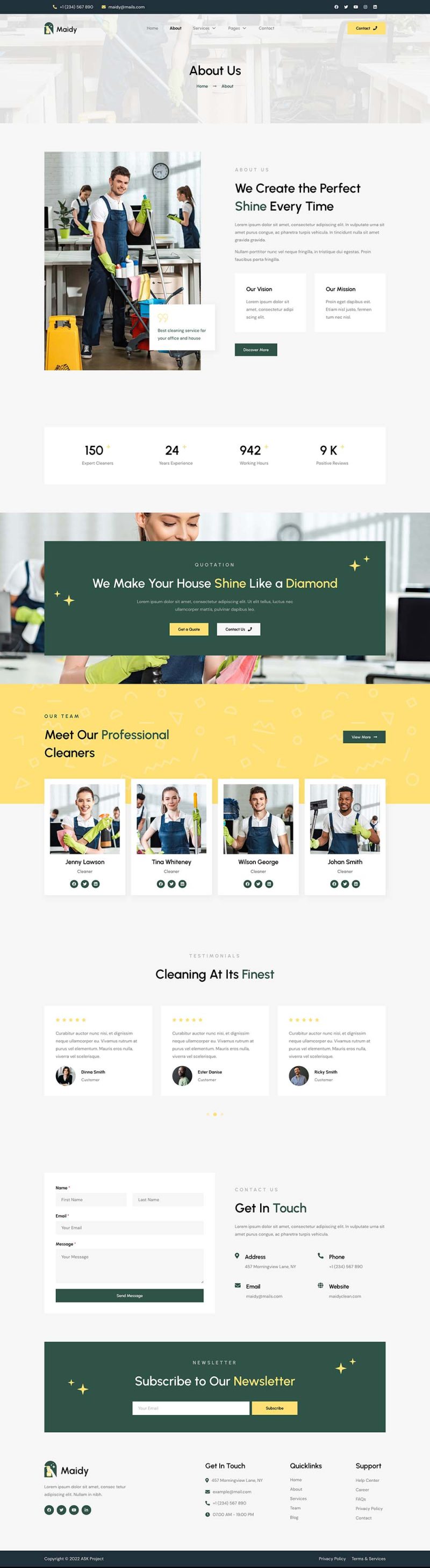 About — Maidy - Cleaning Service Elementor Template