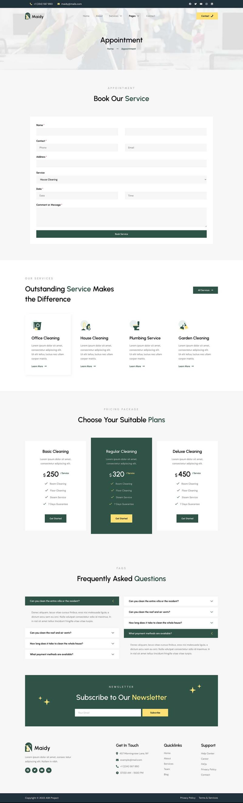 Appointment — Maidy - Cleaning Service Elementor Template