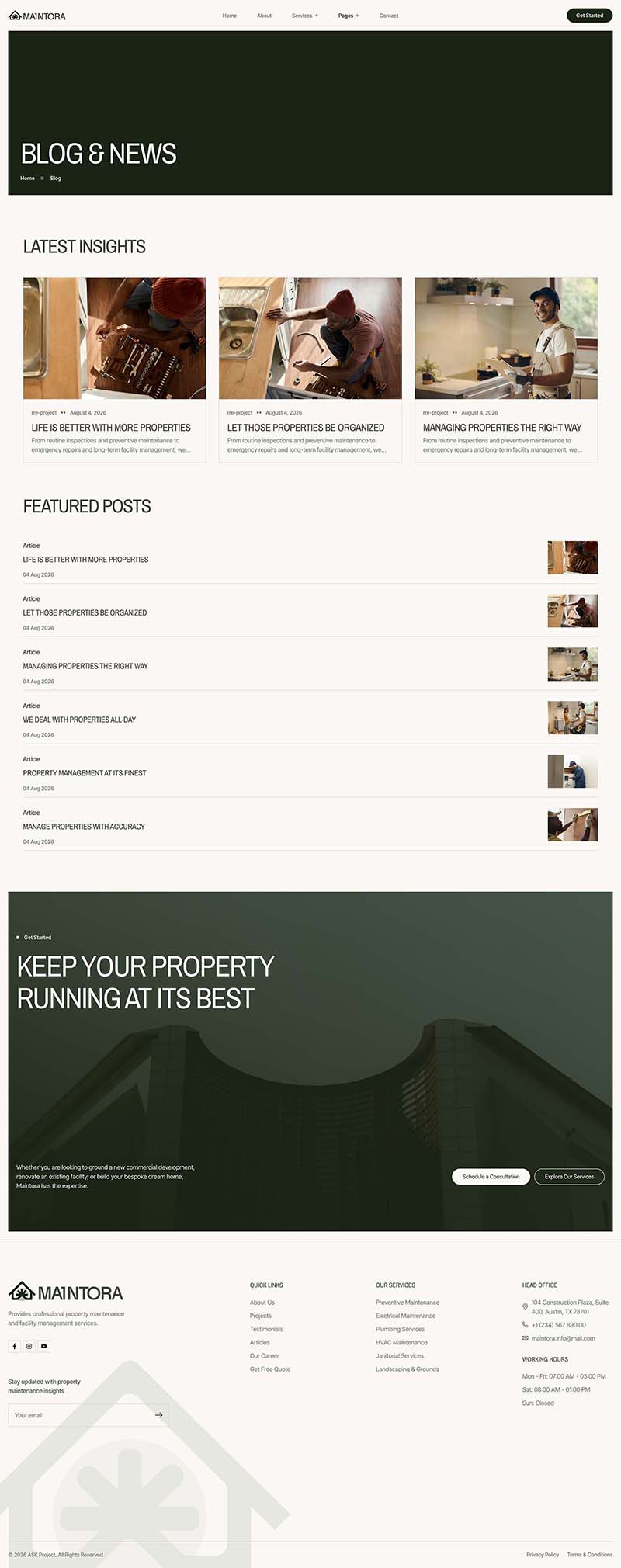 Blog — Maintora – Property Maintenance & Facility Services Elementor Template