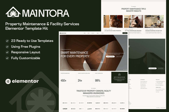Maintora – Property Maintenance & Facility Services Elementor Template — Elementor template kit cover