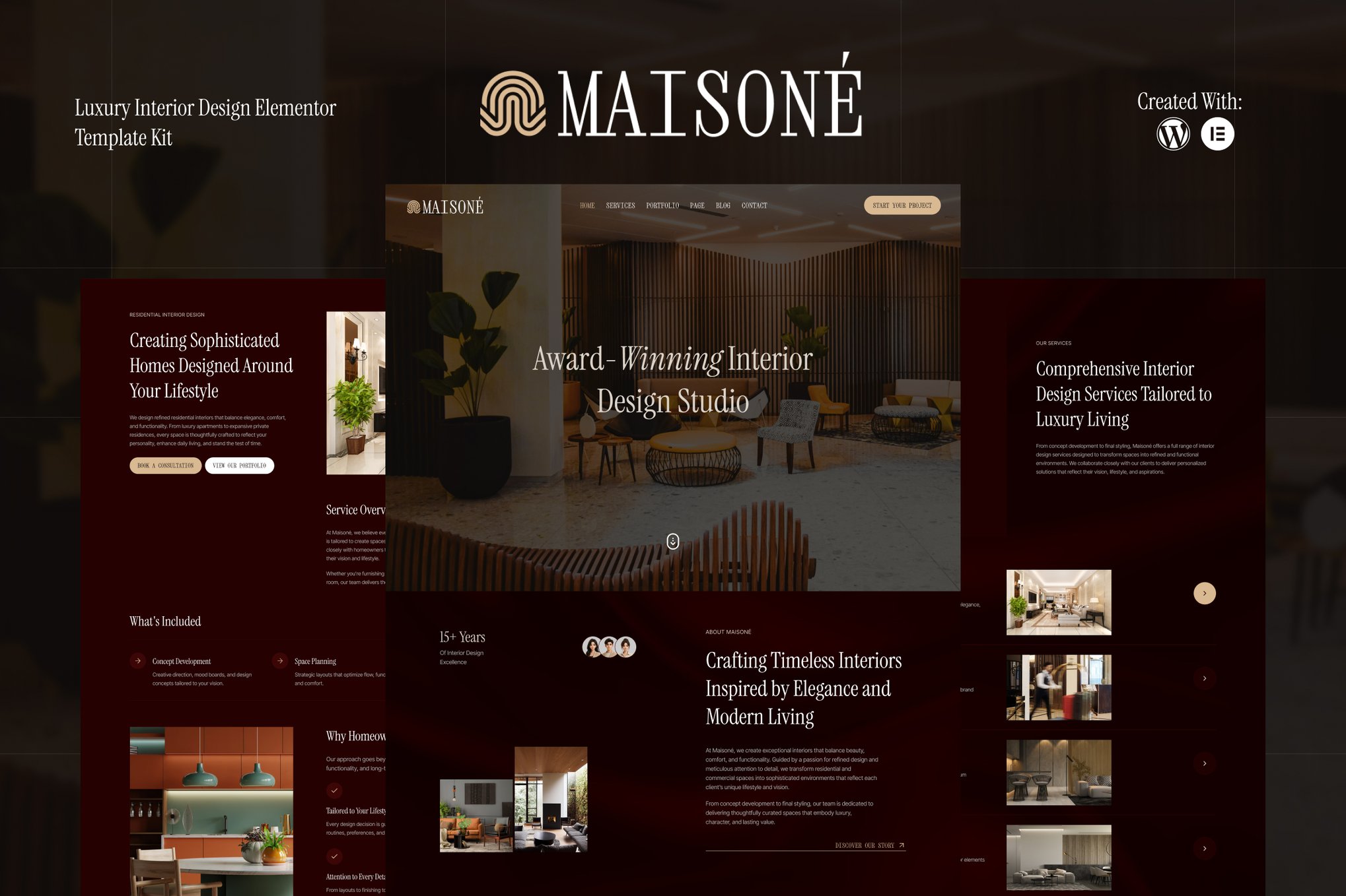 Maisone - Luxury Interior Design Elementor Template — Elementor template kit cover