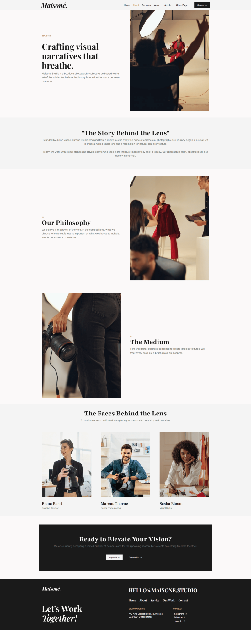 About — Maisone - Photography Elementor Template