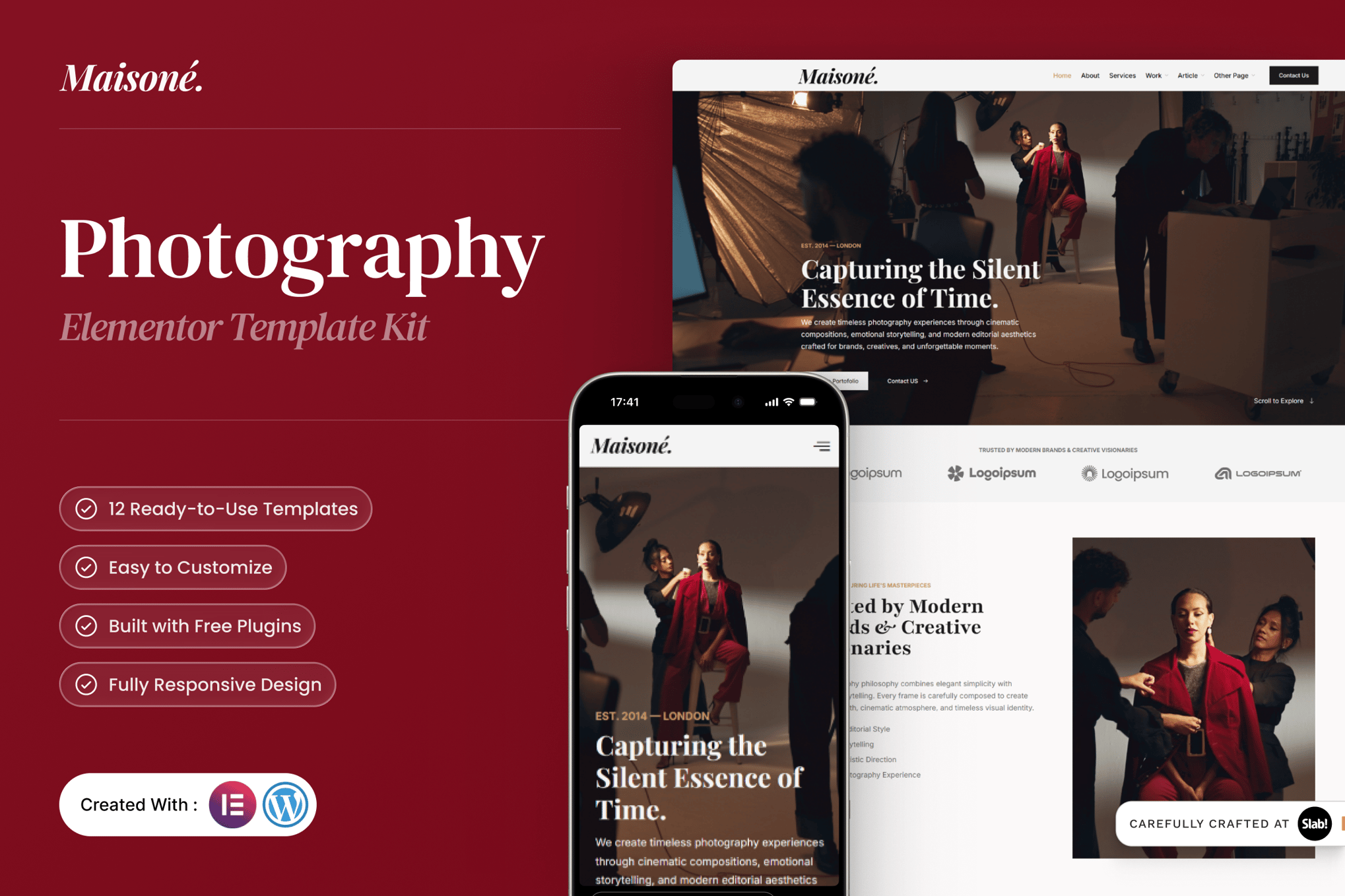 Maisone - Photography Elementor Template — Elementor template kit cover