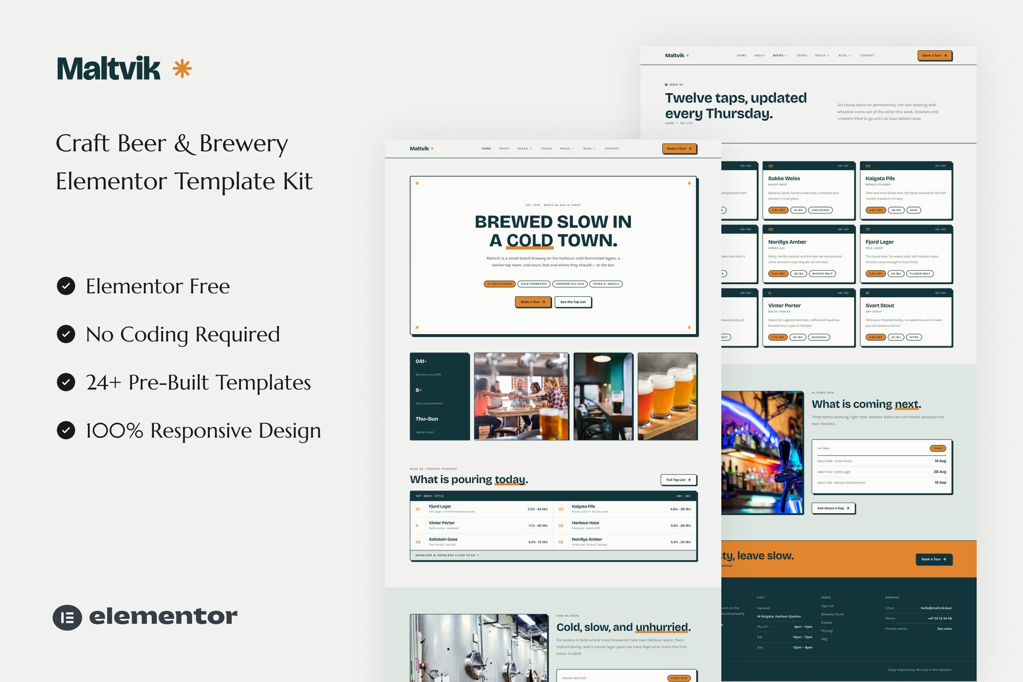 Maltvik - Craft Beer & Brewery Elementor Template — Elementor template kit cover