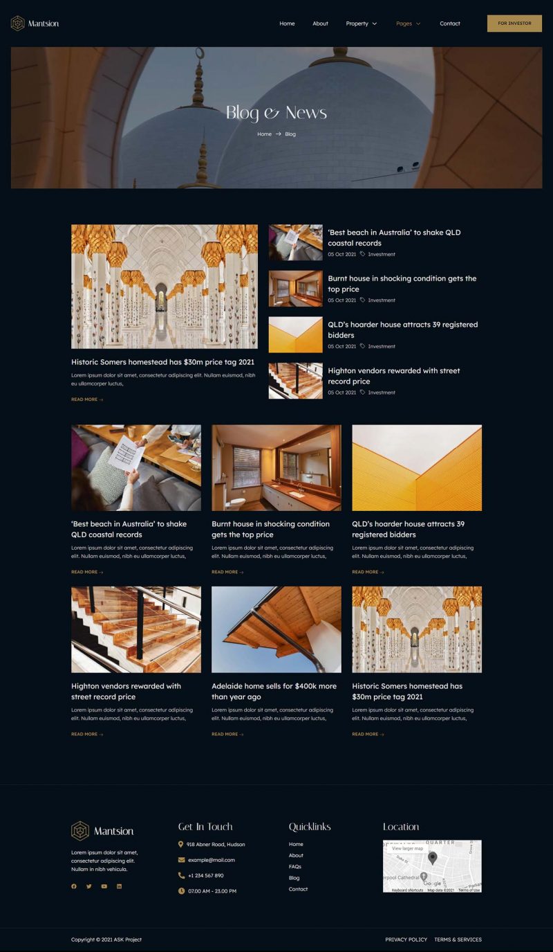 Blog — Mantsion - Real Estate Elementor Template