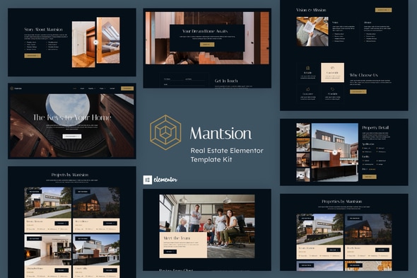 Mantsion - Real Estate Elementor Template — Elementor template kit cover