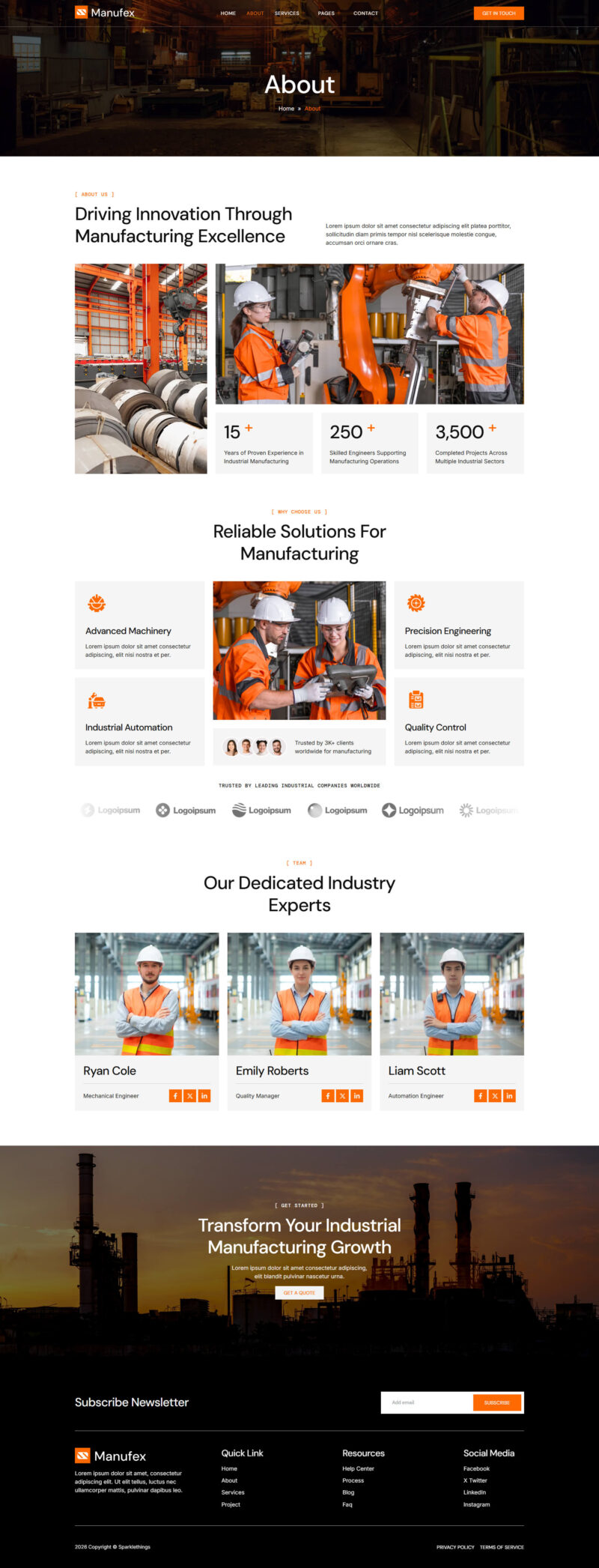 About — Manufex - Industrial & Manufacturing Elementor Template
