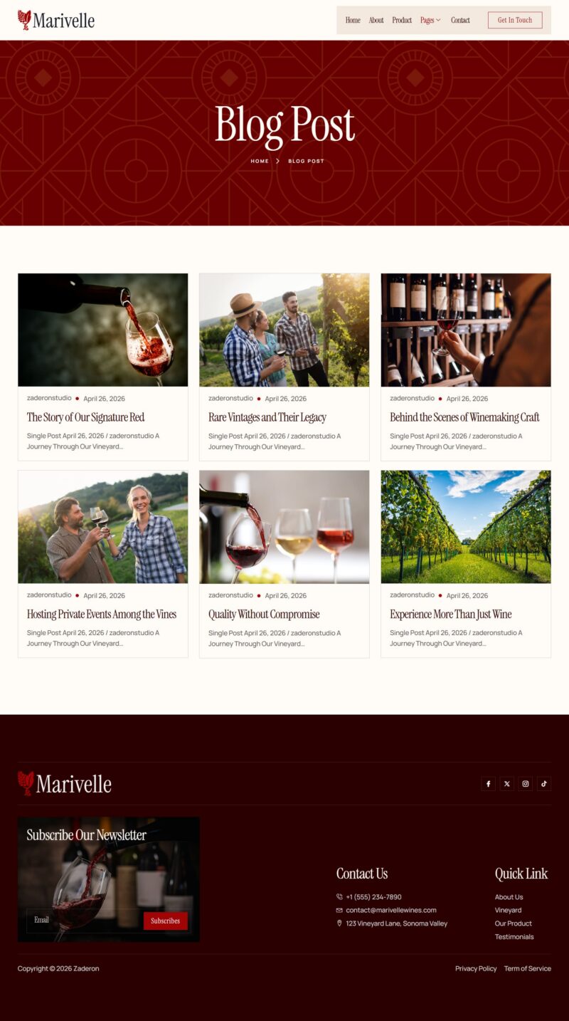 Blog Post — Marivelle - Wine and Vineyard Elementor Template