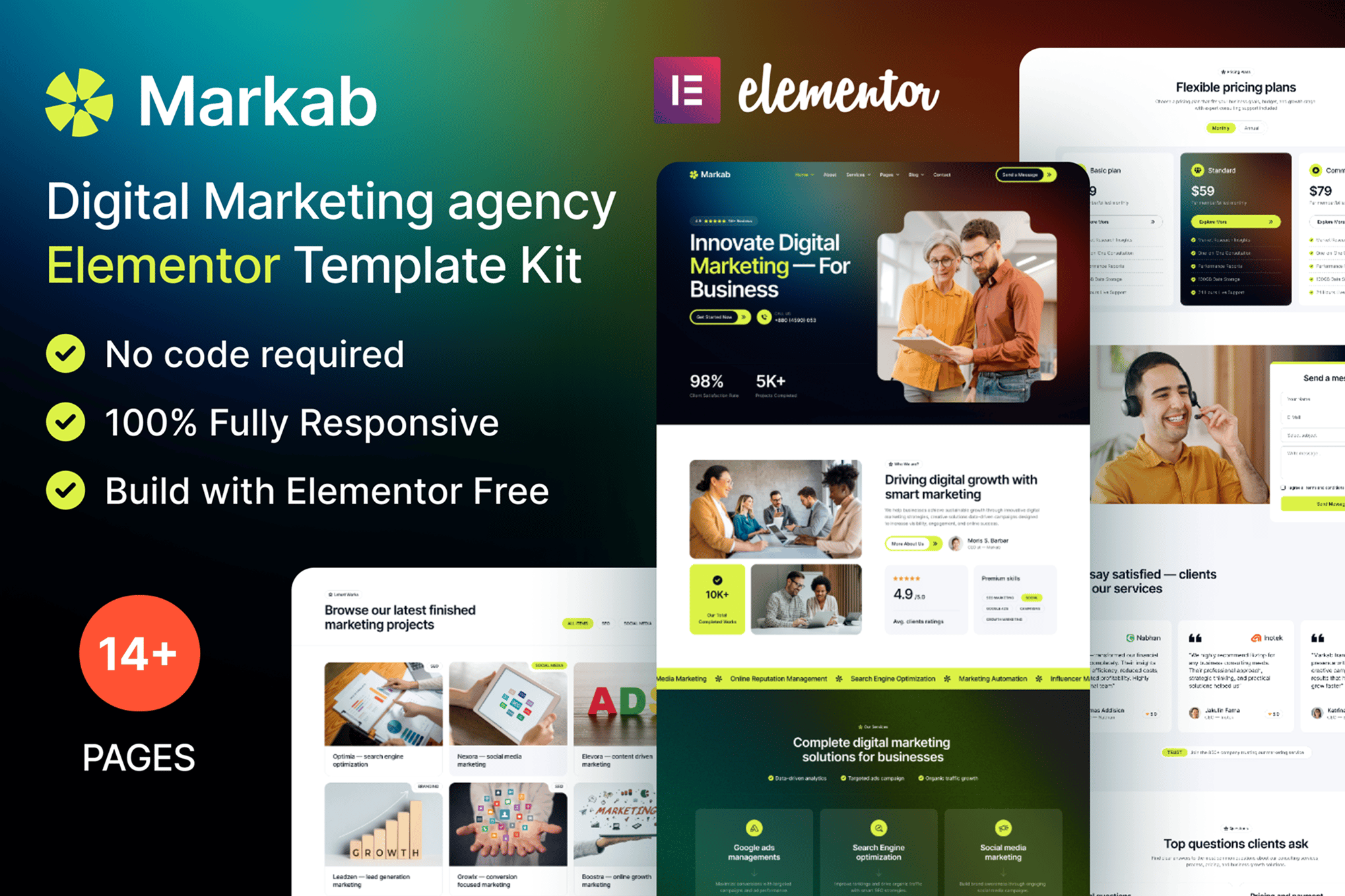 Markab — Digital Marketing Elementor Template — Elementor template kit cover