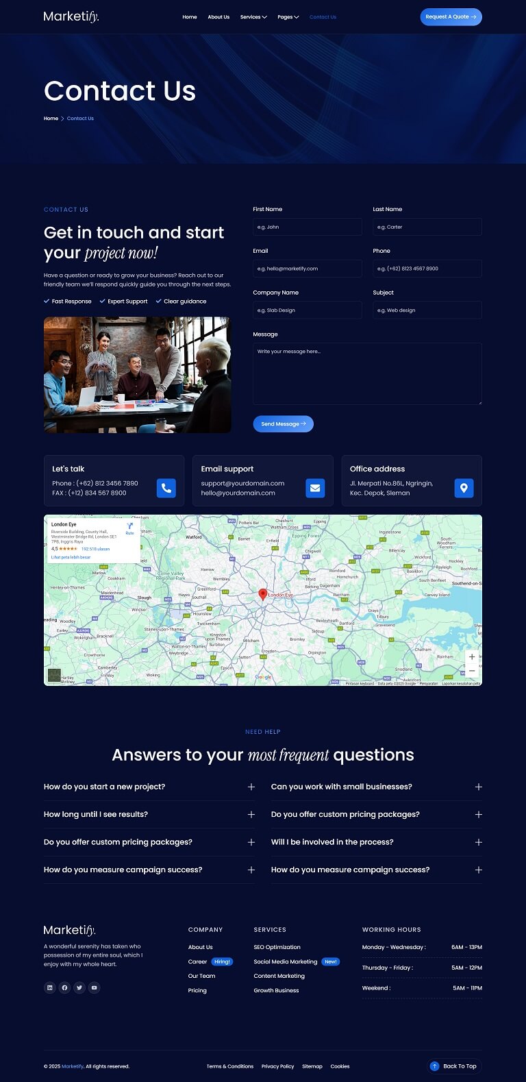 Contact Us — Marketify - Digital Marketing Agency Elementor Template