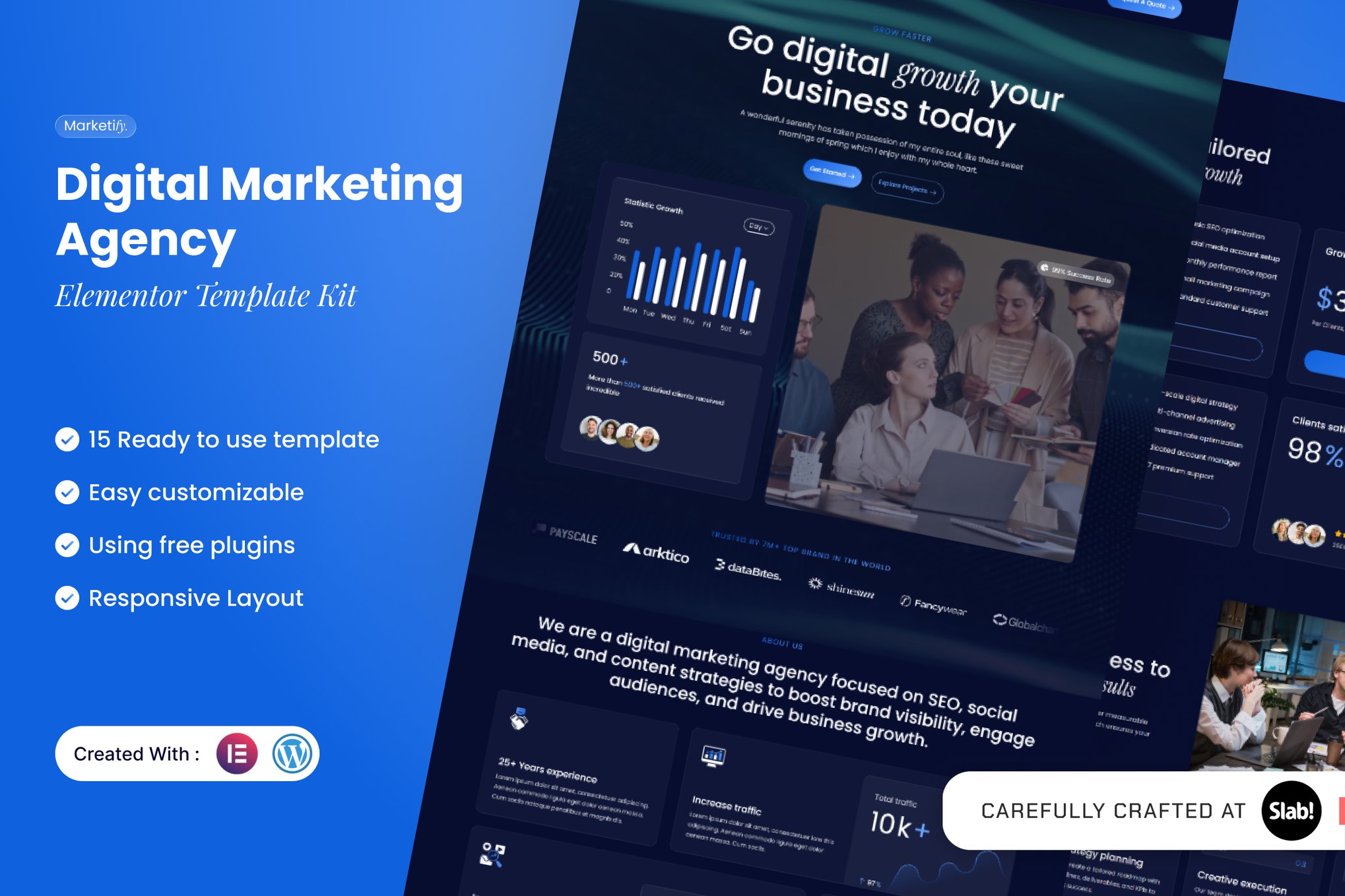 Marketify - Digital Marketing Agency Elementor Template — Elementor template kit cover