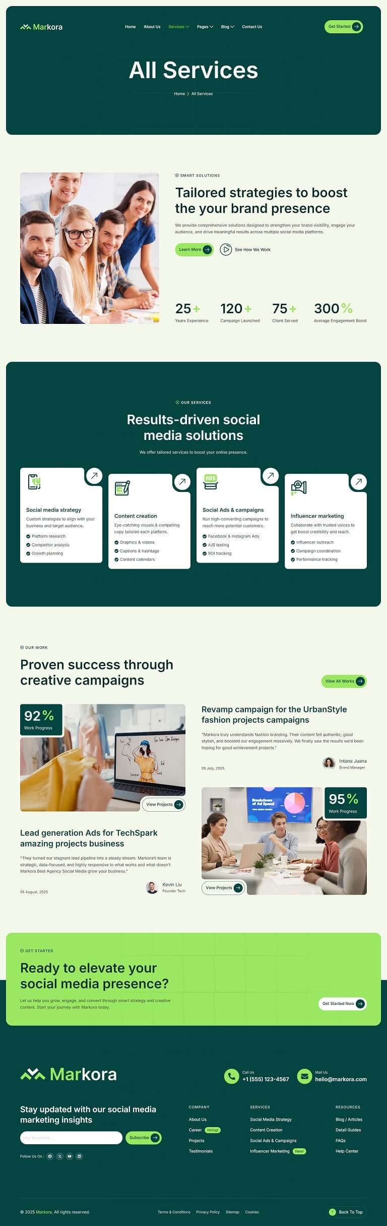 All Services — Markora - Social Media Marketing Agency Elementor Template