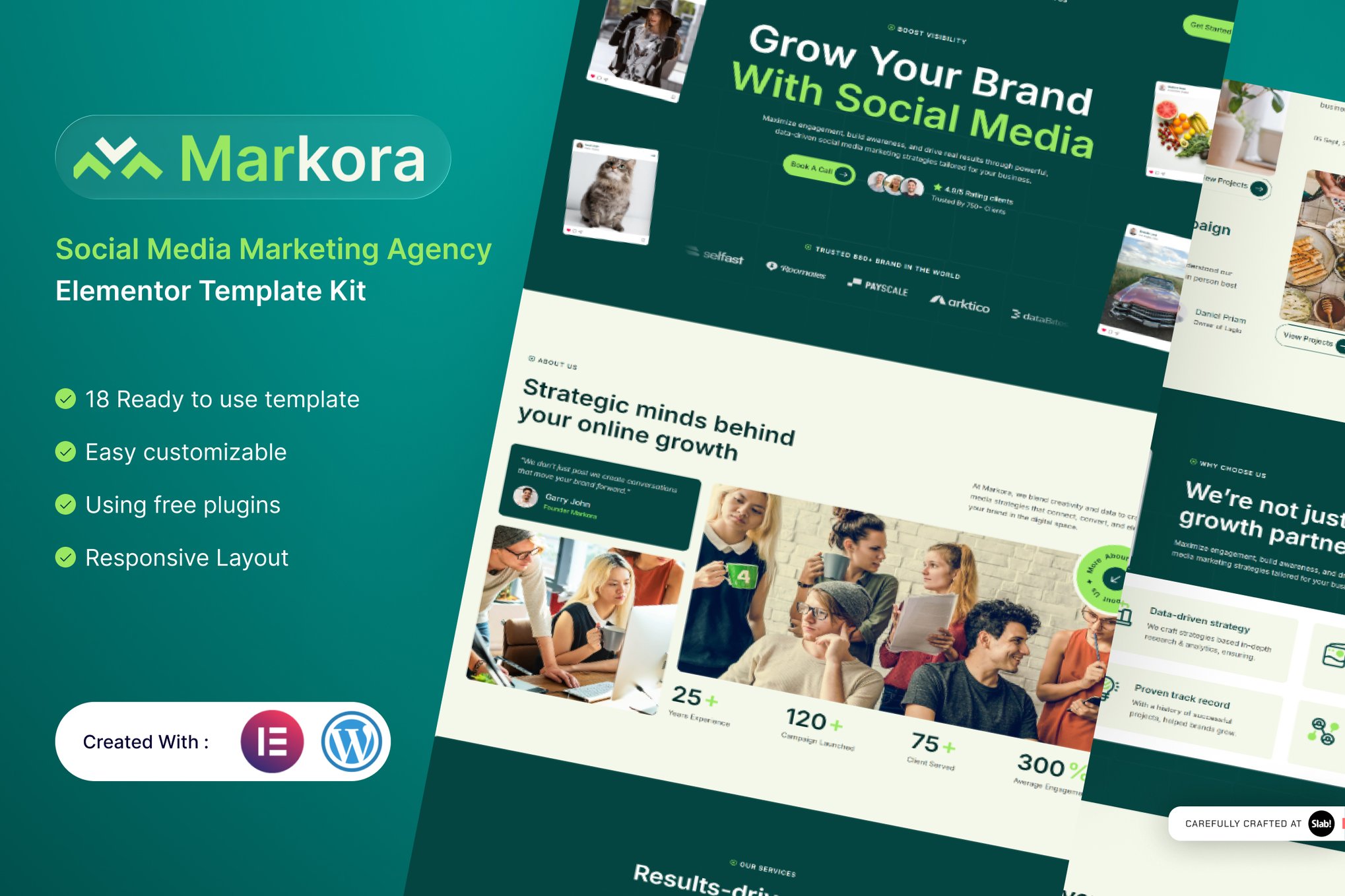 Markora - Social Media Marketing Agency Elementor Template — Elementor template kit cover