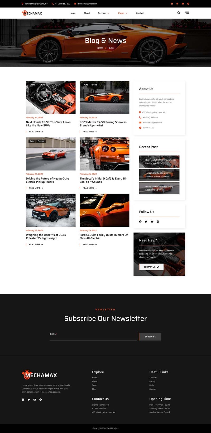 Blog — Mechamax - Car Repair & Auto Services Elementor Template
