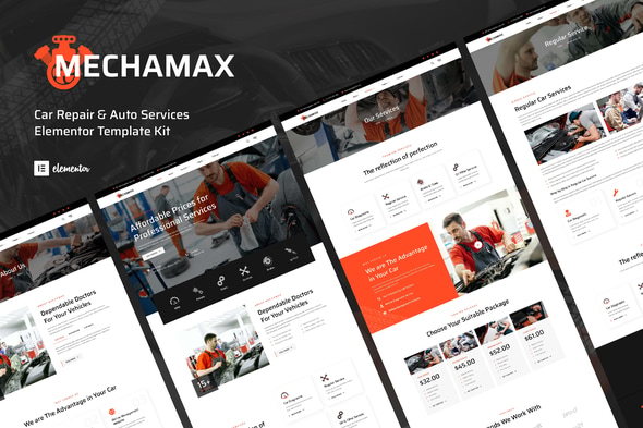 Mechamax - Car Repair & Auto Services Elementor Template — Elementor template kit cover