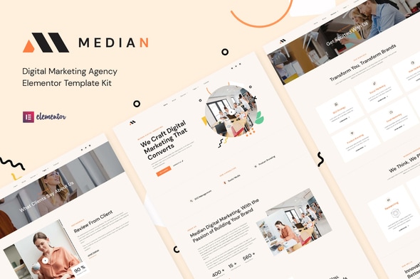 Median - Digital Marketing Agency Elementor Template — Elementor template kit cover
