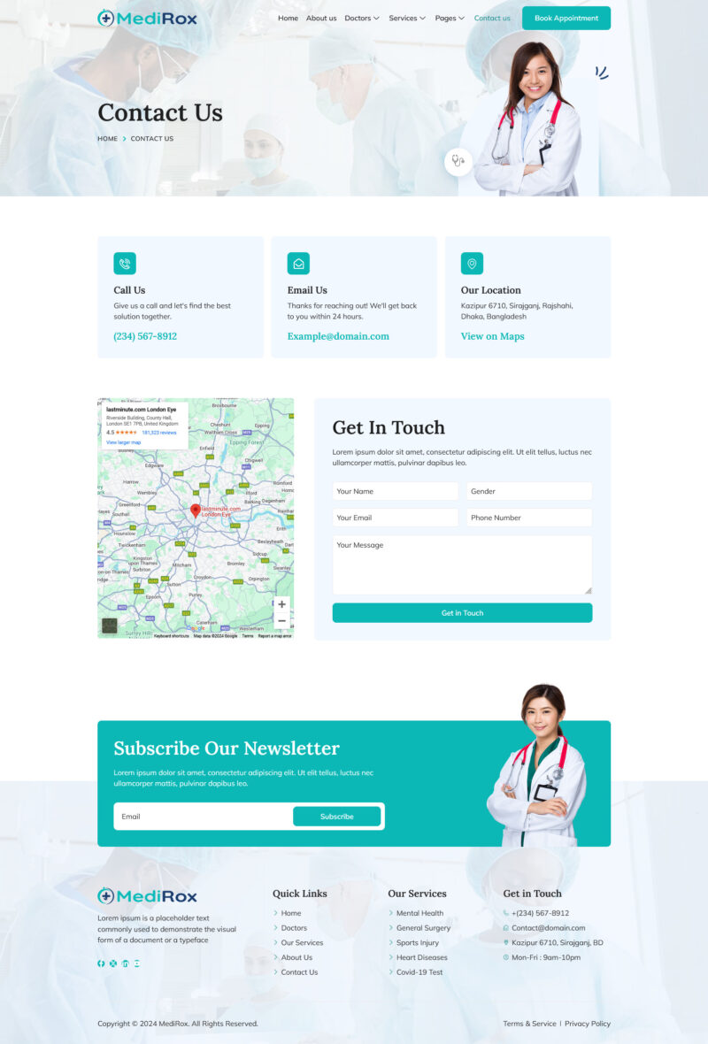 Contact us — MediRox - Health & Medical Elementor Template