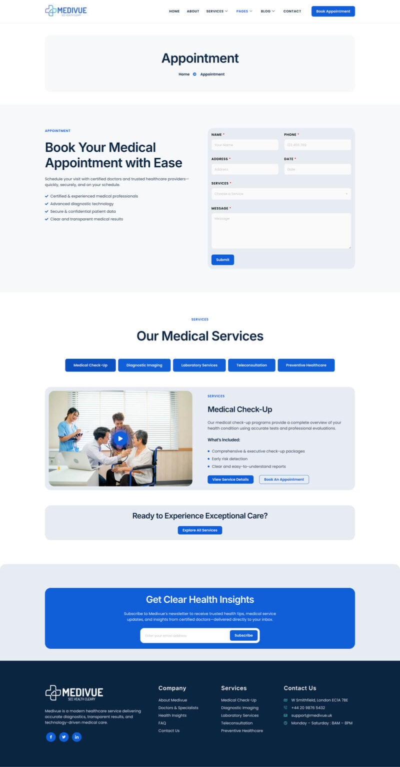 Appointment — Medivue - Healthcare & Medical Services Elementor Template